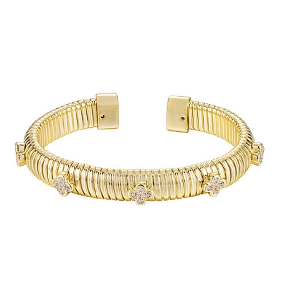 CZ Clover Accent Omega Cuff